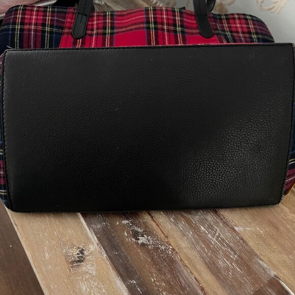 J Jill Women Preppy Tartan Plaid Tote Bag Leather Handles Academia Winter Style - Picture 6 of 12